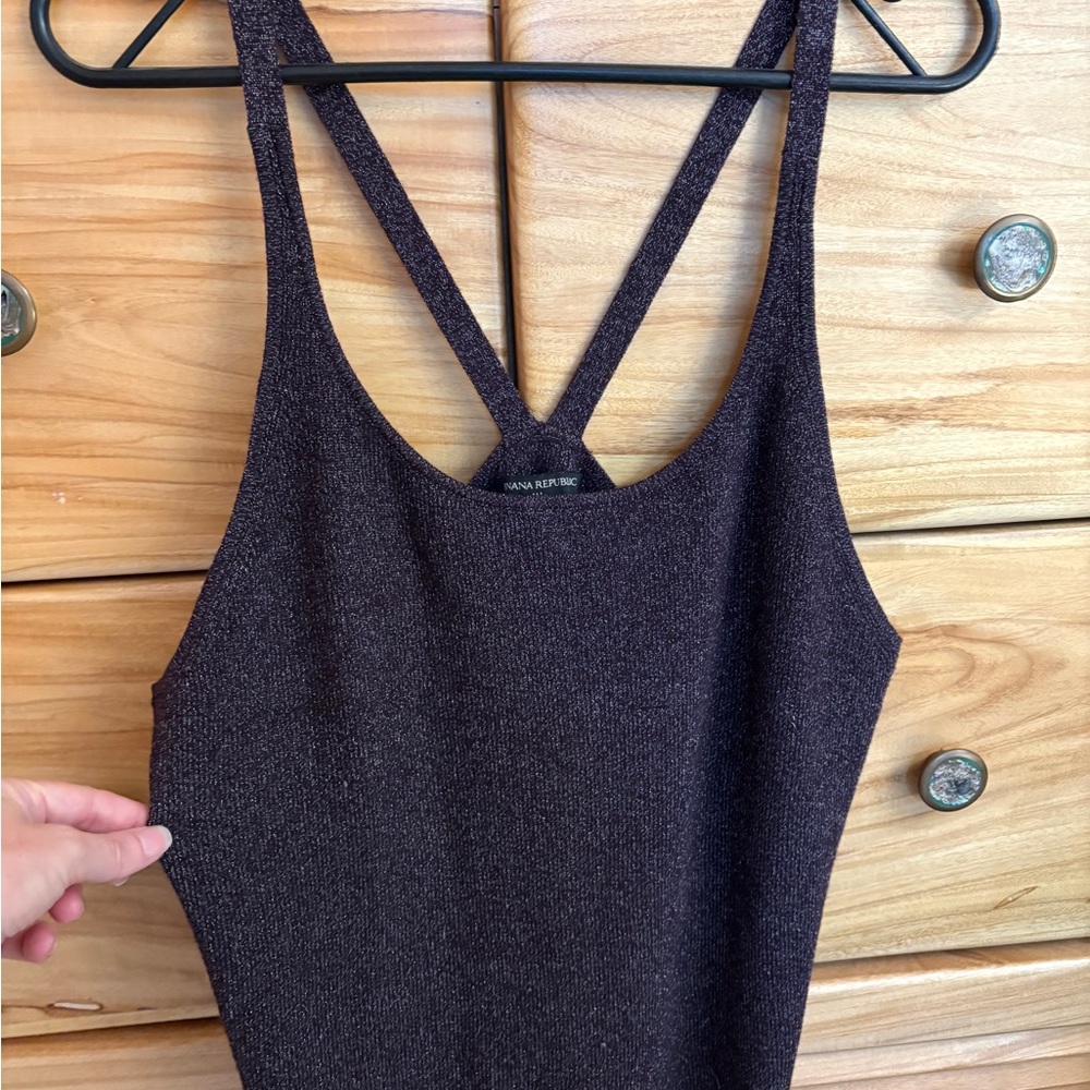 Banana Republic Metallic Deep Purple Crisscross Tank